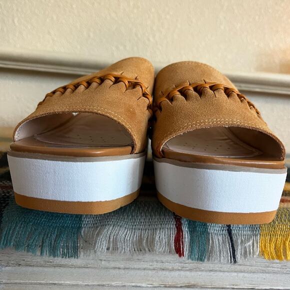 NYDJ Women's Rory Wedge Sandals Size 10 Suede Platform Slip On Boho Braided - Picture 4 of 13